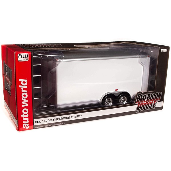 American Muscle Enclosed Trailer (White w/Silver) 1:18 Scale Die-Cast Model