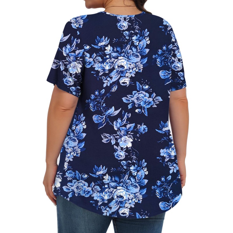 Tencede Womens Plus Size Tops Shirts Short Sleeve Crew Neck