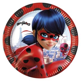 Miraculous Ladybug 50-Piece Party Set Plates, Cups, Napkins + Straws, Balloons for 8 Children
