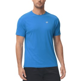 MoFiz UV Shirt Men's Water Swimming Shirt Swimming T-Shirt for Surfing Quick Drying Rash Guard Hiking Functional Shirt, Blue sea, XL