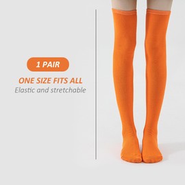 BEIBXHQQ 1 Pair of Socks, Women's Orange Knee Socks, Over the Knee Socks, High Stockings, Over the Knee Socks, Women's Warm Knee Socks, Extra Long Boot Socks, Suitable for Costume Parties, Carnivals