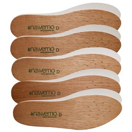 Nawemo Pack of 5 / 5 Pairs Cedar Wood Soles for Men, Antibacterial Cedar Wood Insoles Against Sweat Feet, Foot Odour, Athlete's Foot and Nail Fungus, Thin Insoles, Brown, Size 44 EU, brown