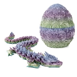 3D Printed Dragon in Egg Mystery Chinese Dragon Crystal Articulated Dragon Egg Surprise Easter Eggs Easter Basket Stuffers Home Office Decor Executive Desk Toys Gifts (Multicolored)