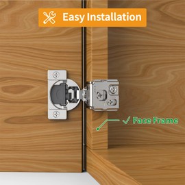 Chibery 6 Pack 1-1/2" Overlay 3D Soft Close Concealed Hinge for Face Frame Door, Smooth Slow Self Closing Hinges, Satin Nickel, Hidden 105° Open Angle Stainless Steel Hinge for Kitchen Cabinet Door