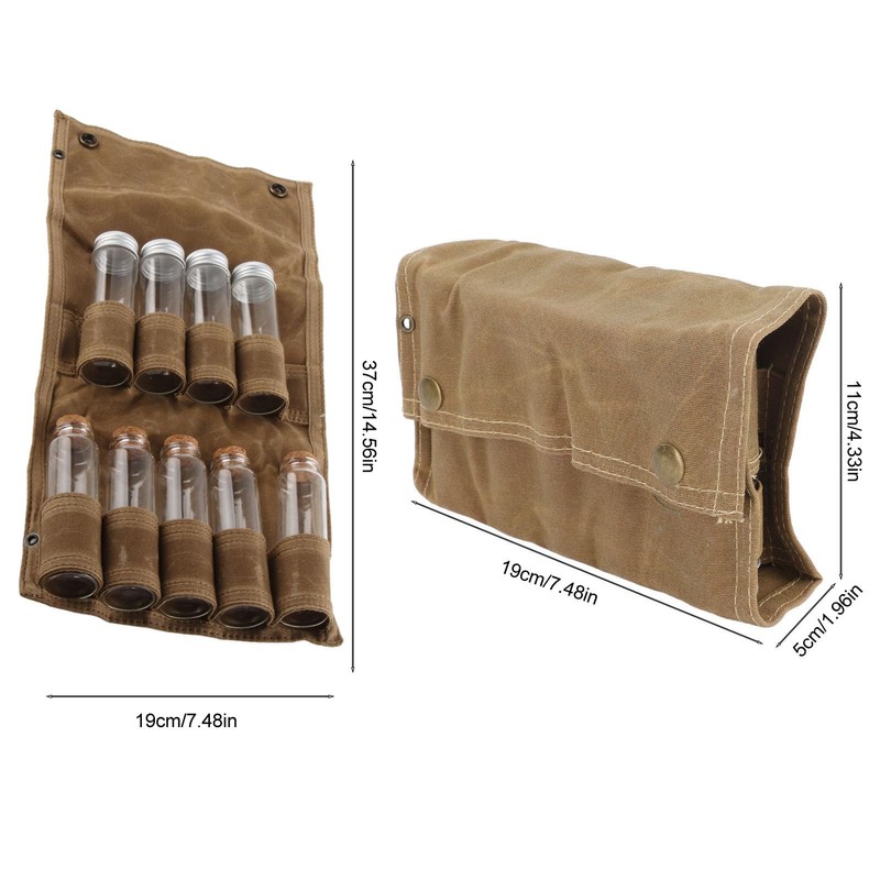 Leapiture Portable Spice Bag Canvas Travel Spice Kit Camping Spice