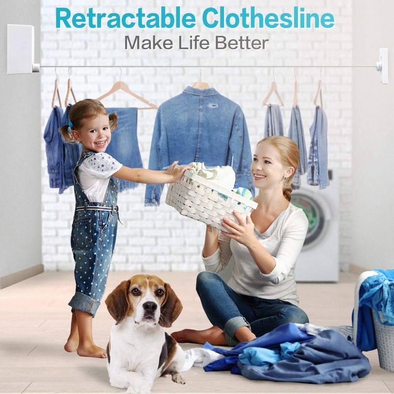 JOOM Retractable Clothesline Indoor Clothes Lines retracting | Heavy Duty