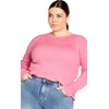 City Chic Women's Plus Size 70's Stripe Sweater, Candy Pink,