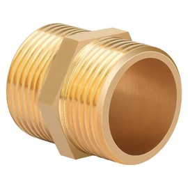 Nutmanel Hex Nipple Brass Fitting 1" Double Nipple 1 Inch Male to 1 Inch Male Thread Connector
