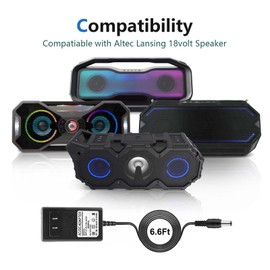 18V AC DC Adapter Charger Compatible for Altec Lansing Mix 2.0 IMW997 STL/BLK, RockBox XL IMW999 STL, Altec Lansing IMW 1500 BLK IMW889 BLKC/RYB/BLK T612, Altec Lansing HydraShock Speaker Power Cord