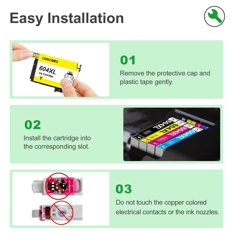 CINKCOCO 604XL 604 Printer Cartridges Multipack Compatible with Epson 604
