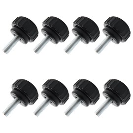 Runseaway 16PCS M6 x 10 mm Male Thread Round Knurled Thumbscrew Screw on Knobs Grip, Black Knurled Handle Bolt Knobs Clamping Screw