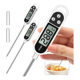 Termómetro Digital de Cocina con Sonda, Pack de 2 Blancos, Para Carne, Barbacoa y Líquidos                                                            