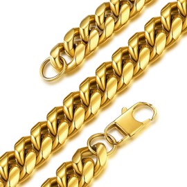 GOLDCHIC JEWELRY Edelstahl Kompakte Kuba Ketten Klassische Herren Ketten in Breit 6/10/14 MM, Edelstahl Kompakte Kuba Ketten für Herren mit Silber/Gold/Schwarz 3 Farben,Verschiedenelänger 46-76 CM