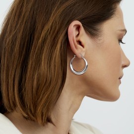 Risamil Silver Hoop Earrings for Women Trendy Chunky Silver Earrings Cute Oval Large Earrings Huggie Thick Hoops Earrings Jewelry Birthday Mom Gifts for Women…