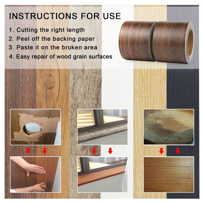 BOMEI PACK Wood Grain Repair Tape,Self Adhesive Repair Patch for