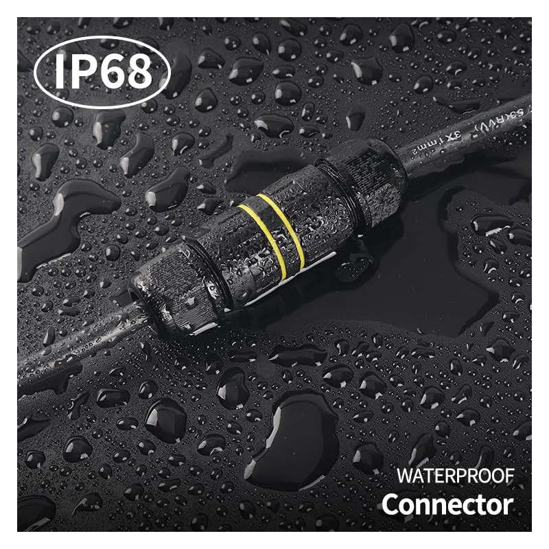 EVOGES IP68 Waterproof Outdoor Inline Cable Connector, 3 Pole, Ø3.5-10mm