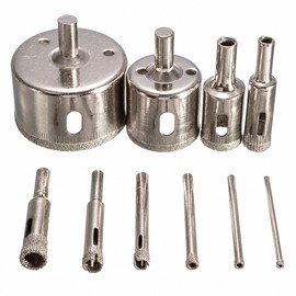 10-Piece Diamond Coated Hole Saw Set for Glass, Tile and Ceramic – Core Drill Bits for DIY Projects and Home Repairs