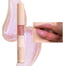 MIESCHER Gold Glitter Lip Gloss Lipstick, Pearl Shimmer Liquid Lipstick Long Lasting Plumping Lip Gloss Hydrating Moisturizing Lip Oil Non-Sticky Tinted Lip Gloss Stain, High Shine Lip Gloss(3#SEREIN)