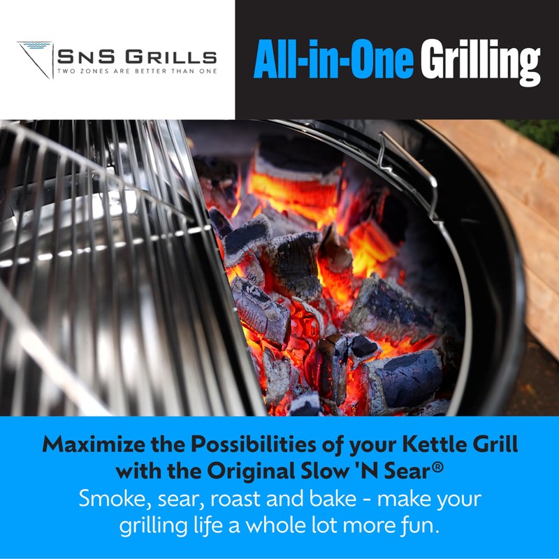 SnS Grills Patented Slow ‘N Sear Original Insert - Stainless