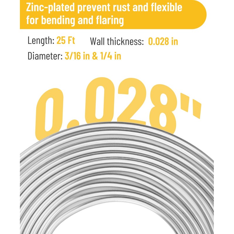 Turnirace 25 ft 3/16in &1/4in Zinc-Plated Brake Line Flaring Tool