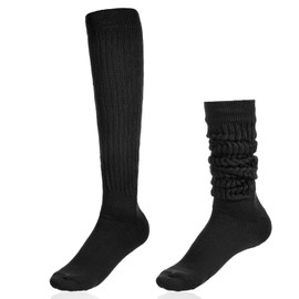 Mabor Knee High Black Socks Slouch Socks Long Black Sock for Women Girls 80s 90s Long Stacked Scrunch Boot Tube Sock