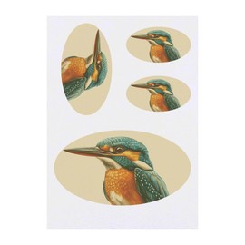 4 x 'Kingfisher Portrait' Temporary Tattoos - Water Resistant, Skin-Safe, Non-Toxic Transfers, Mixed Sizes (TO00082620)