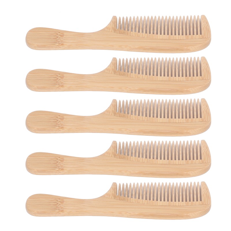 5pcs Bamboo Hair Comb Anti Statics Round Teeth Fragrance Wide