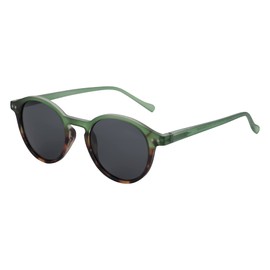 ZENOTTIC Sunglasses Polarised Round Retro Classic UV 400 Protection Vintage Frame for Men Women, Crystal Green Demi/Grey