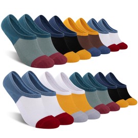 COOPLUS Mens Cotton No Show Socks, Thin Low Cut Non Slip Invisible Socks (6/8 Pairs)