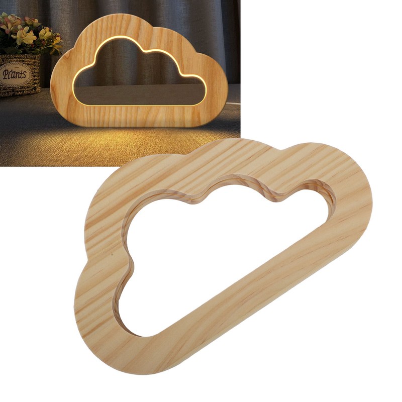 Wood Carving Lamp Wooden Hollow Design USB Powered Embedded 3D