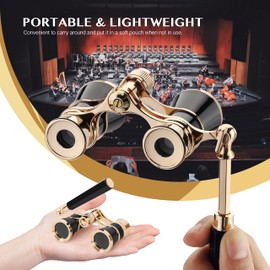 Aomekie Opera Glasses Binoculars 3X25 Theater Glasses Mini Binocular Compact with Handle for Adults Kids Women in Musical Concert（Black）
