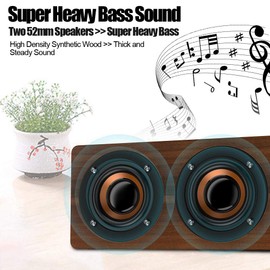 Bewinner Wooden Bluetooth Speaker Subwoofer Retro Portable Wireless Speaker with FM Radio HiFi Music Clock Alarm Stereo Subwoofer Support Hands-free Call (Brown grain)
