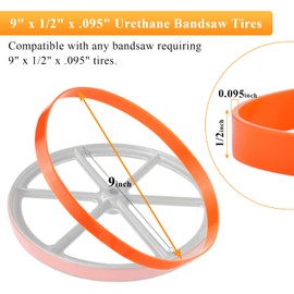 Upgrade Band Saw Urethane Tires - 9" x 1/2" x.095, for Delta Craftsman Grizzly Black & Decker Ryobi ProTech Shopfox Wen 28-150 137.21409 113.24458 Bandsaw Wheels and More Models - 2 Pack