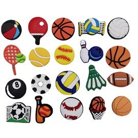 Weforu 50Pcs Basketball Shoe Charms, PVC Cartoon Charms for Shoes Charms Bands Sports Shoe Charms for Kids and Adults PVC Shoe Decoration for Party Gift (50)