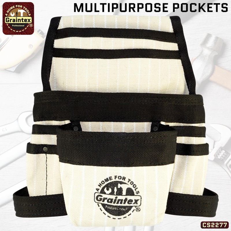 GRAINTEX CS2277 9 Pocket Nail & Tool Pouch Rip-Stop Canvas