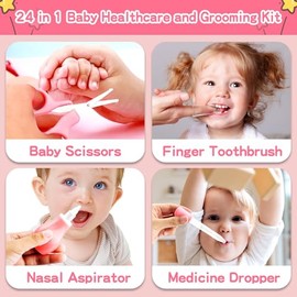 Qunlions life Baby Grooming Kit, Infant Safety Care Set with Hair Brush Comb Nail Clipper Nasal Aspirator,Baby Essentials Kit for Newborn Girls Boys, 