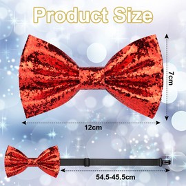 Aomig Glitter Bow Tie, Sequin Bow Ties for Men, Slim Tuxedo Bow Tie with Hook, Unisex Costume Accessories, Adjustable Bow Tie for Wedding, Party, Carnival, Fancy Dress, Clothing (Red)