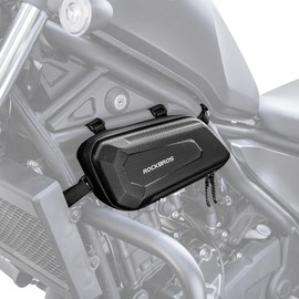 ROCKBROS Motorcycle Tool Bag Triangle Side Bag EVA Hard Shell Motorcycle Storage Bags Water-resistant Motorcycle Tail Bag 2Pcs, Black-left, 30120023001/USA