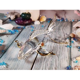 WitnyStore Tiny 5½" Clear Gold Koi Fancy Carp Fish Figurine - Miniature Hand Blown Painted Glass Aquatic Animal Colorful Freshwater Ornamental Fishes Crystal Decorative Collectible Figures Décor Gifts