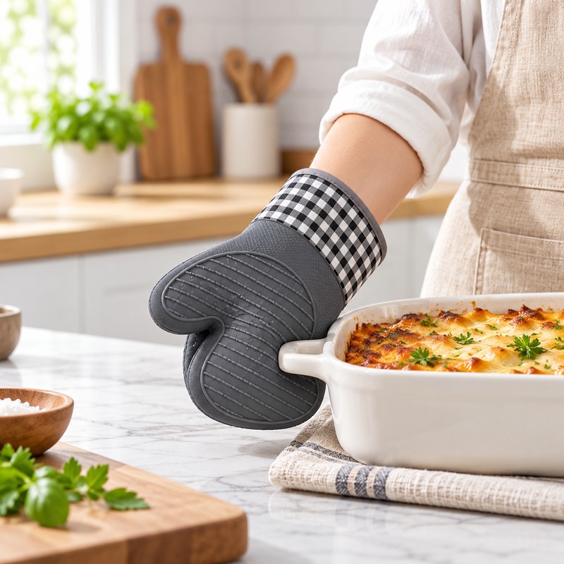 Silicone Oven Mitt for Cooking and Baking – Heat-Resistant Non-Slip