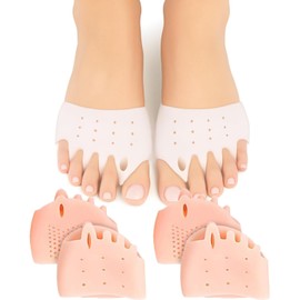 Separadores de Dedos de Silicona Hyggear, Endrezadores de Dedos del Pie para Mujeres y Hombres, Suaves y Transpirables, Alivio de Pies (2 pares Beige)