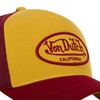 Von Dutch Mens Womens Trucker Cap Adjustable Snapback Cap, Orange/Bordeaux