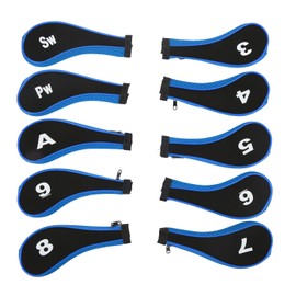 10Pcs Golf Club Head Cover Neoprene Golf Head Cover for Woods Irons Golfer Lovers Blue