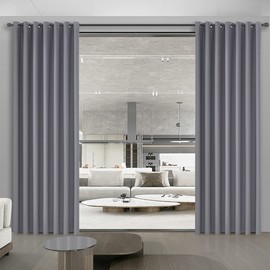 bluCOASTLINE Room Divider Curtain Grey Privacy Curtains Wide Blackout Curtains for Bedroom Sliding Door Living Room Darkening Curtains Room Partition Curtains 8.5ft W x 8ft L (102"x96"), 1 Panel