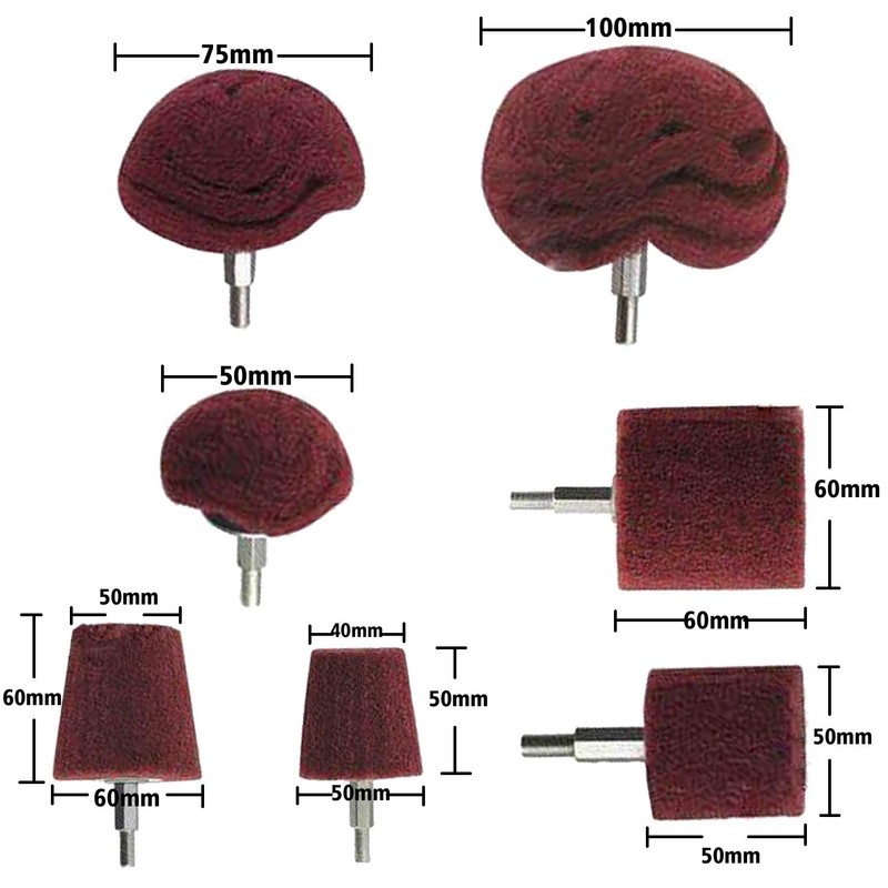 Polishing Brushing Shaped scouring pad Grinding Head - 7 Pcs