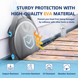 Dreizack Boat Fenders 1 Pack, EVA Boat Bumpers for Docking with Marine Nylon Rope and Lock, Fit for Pontoon Boats, Fish Boats, Bass Boat and Yachts, Dark Grey