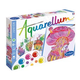 Sentosphère 3906513 Aquarum Junior Watercolour Painting Set for Children, House Motif, DIY Creative Set, Craft Set, Painting Set from 6 Years, 18 x 25 cm