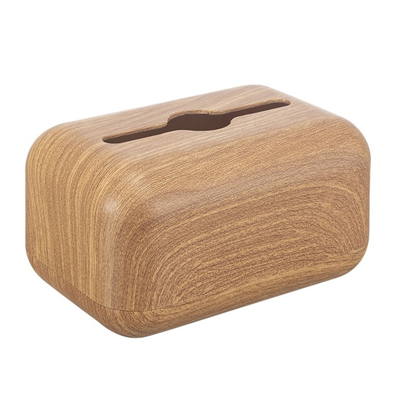 Tissue Box Cover Wood Grain Easy Refill Rectangular Stylish Elegant