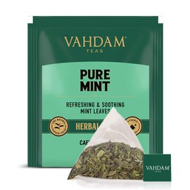 VAHDAM, ORGANIC Pure Mint Herbal Tea (100 Tea Bags) 100% Natural Ingredients | Detox Tea | Peppermint + Spearmint | CAFFEINE FREE | Mint Tea Bags | Herbal Detox Tea
