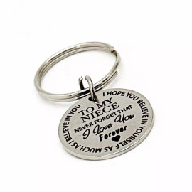 JKCE Designs To My Niece Charm Keychain, Never Forget I Love You, Believe In Yourself